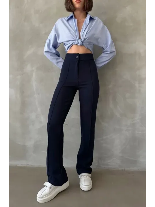 Önü Cumalı İthal Krep Pantolon