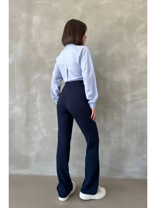 Önü Cumalı İthal Krep Pantolon