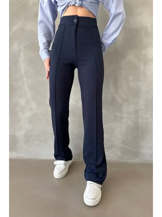 Önü Cumalı İthal Krep Pantolon