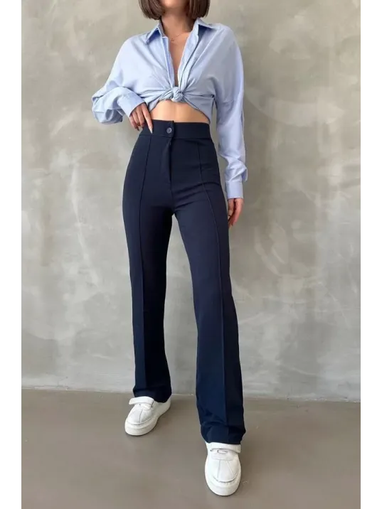 Önü Cumalı İthal Krep Pantolon