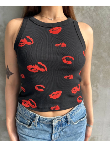 Öpücük baskılı bluz Öpücük baskılı bluz