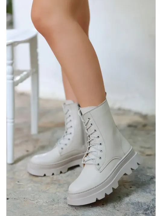 Orge Bej Cilt Bağcıklı Bot