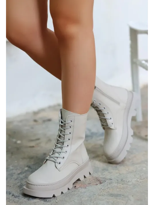 Orge Bej Cilt Bağcıklı Bot