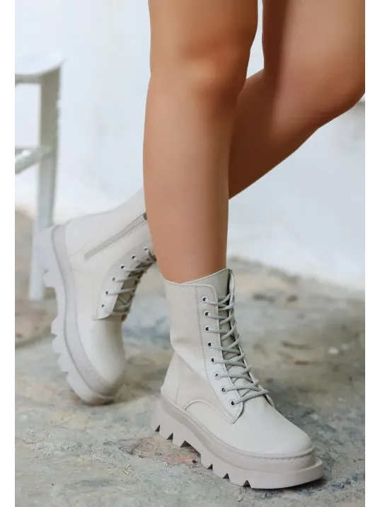 Orge Bej Cilt Bağcıklı Bot