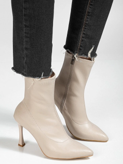 Orjen Bej Cilt Streç Topuklu Bot