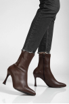 Orjen Kahverengi Cilt Streç Topuklu Bot