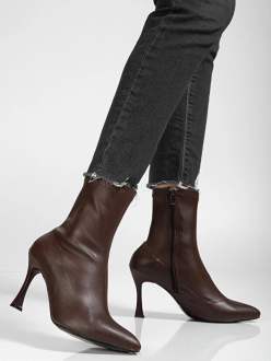 Orjen Kahverengi Cilt Streç Topuklu Bot