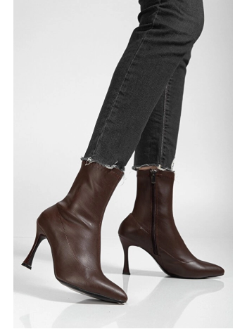 Orjen Kahverengi Cilt Streç Topuklu Bot