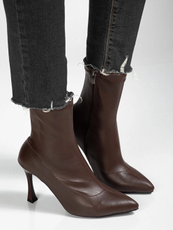 Orjen Kahverengi Cilt Streç Topuklu Bot