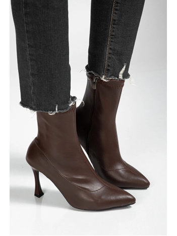 Orjen Kahverengi Cilt Streç Topuklu Bot