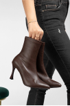 Orjen Kahverengi Cilt Streç Topuklu Bot
