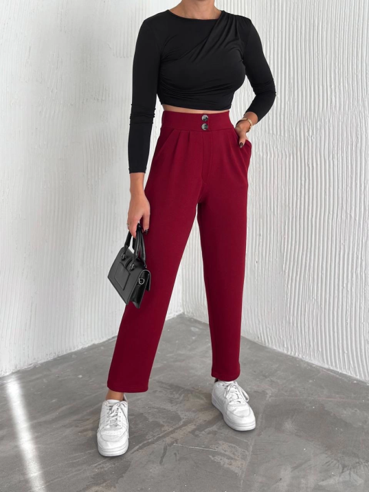 örme krep pantolon çift düğmeli örme krep pantolon çift düğmeli