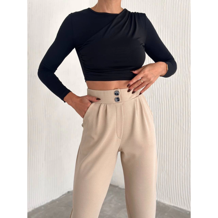 örme krep pantolon çift düğmeli örme krep pantolon çift düğmeli
