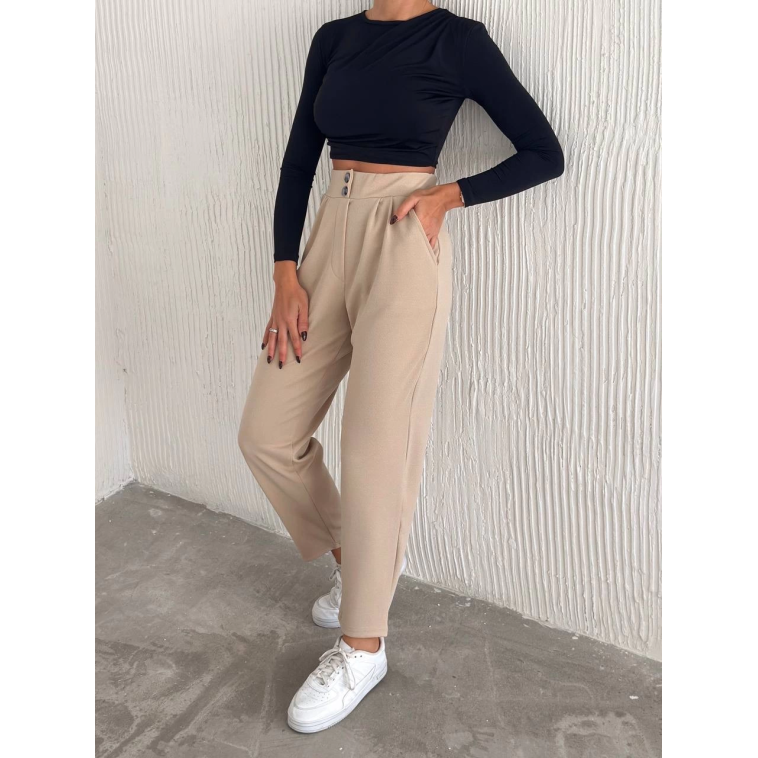 örme krep pantolon çift düğmeli örme krep pantolon çift düğmeli