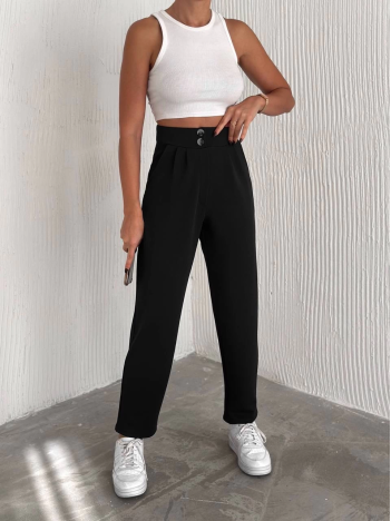 Örme Krep Pantolon Çift Düğmeli Örme Krep Pantolon Çift Düğmeli