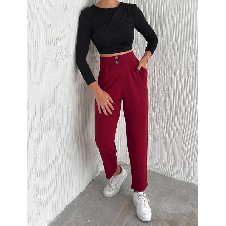 örme krep pantolon çift düğmeli örme krep pantolon çift düğmeli