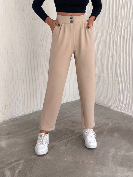 örme krep pantolon çift düğmeli örme krep pantolon çift düğmeli