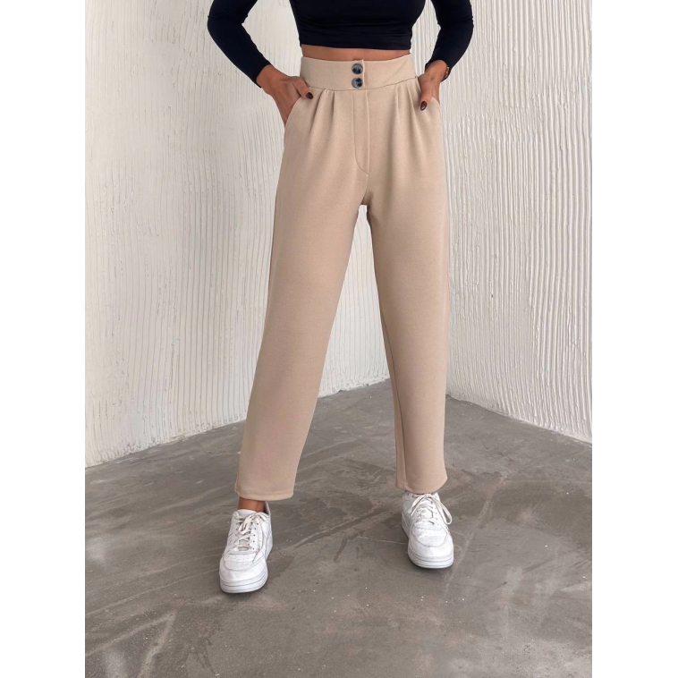örme krep pantolon çift düğmeli örme krep pantolon çift düğmeli