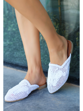 Osse Beyaz Örgülü Terlik Osse Beyaz Örgülü Terlik