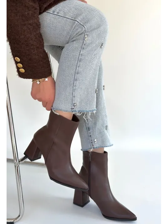 Oter Kahverengi Cilt Topuklu Bot