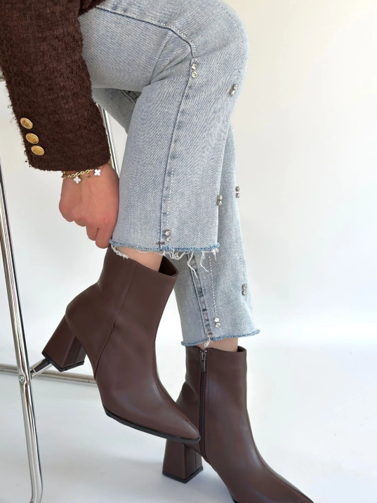 Oter Kahverengi Cilt Topuklu Bot