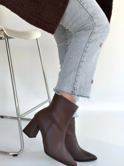 Oter Kahverengi Cilt Topuklu Bot