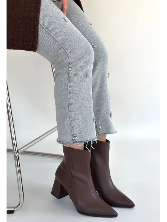 Oter Kahverengi Cilt Topuklu Bot