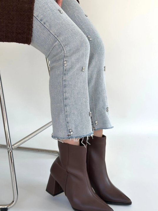 Oter Kahverengi Cilt Topuklu Bot