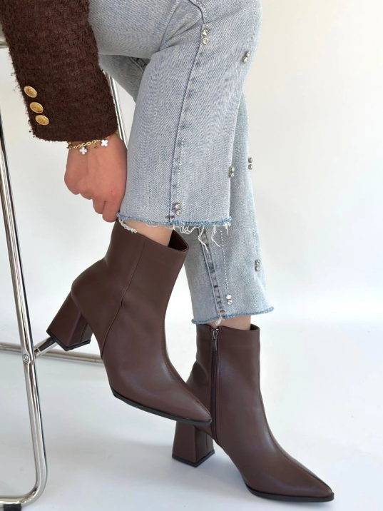 Oter Kahverengi Cilt Topuklu Bot