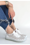 Otja Beyaz Deri Lazerli Bağcıklı Spor Ayakkabı