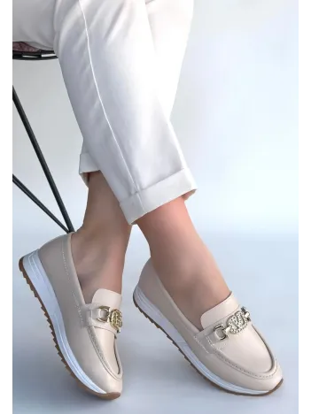 Otra Bej Cilt Babet Ayakkabı