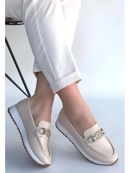 Otra Bej Cilt Babet Ayakkabı