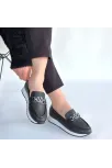 Otra Siyah Cilt Babet Ayakkabı