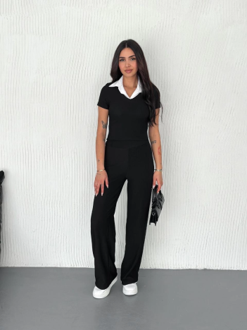 Ottoman kumaş beyaz gömlek yaka takım s4142