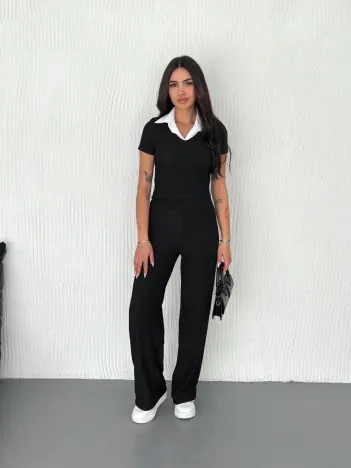 Ottoman Kumaş Beyaz Gömlek Yaka Takım S4142