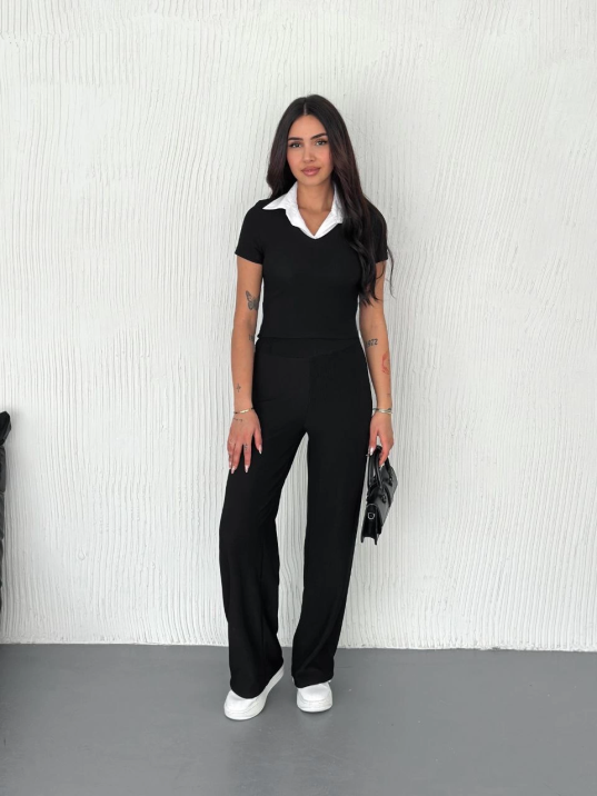 Ottoman kumaş beyaz gömlek yaka takım s4142