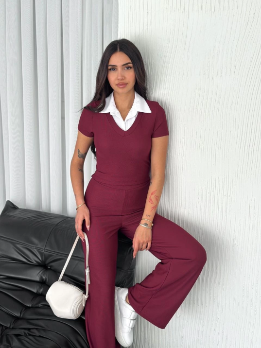 Ottoman kumaş beyaz gömlek yaka takım s4142