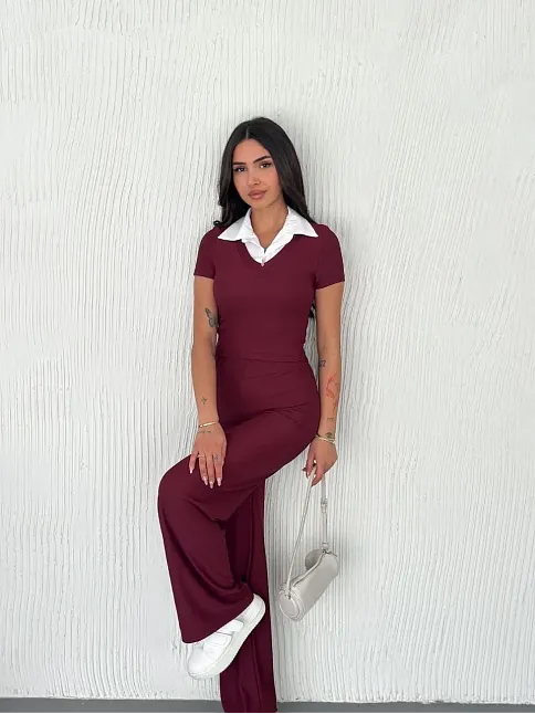 Ottoman Kumaş Beyaz Gömlek Yaka Takım S4142