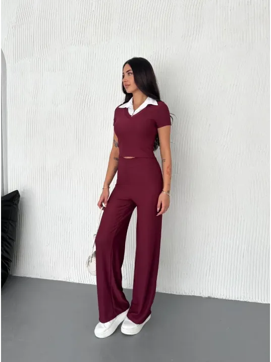 Ottoman Kumaş Beyaz Gömlek Yaka Takım S4142