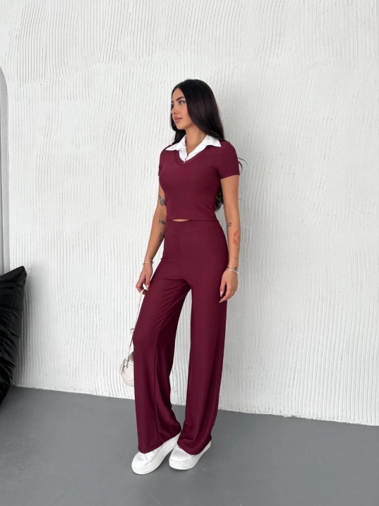 Ottoman kumaş beyaz gömlek yaka takım s4142