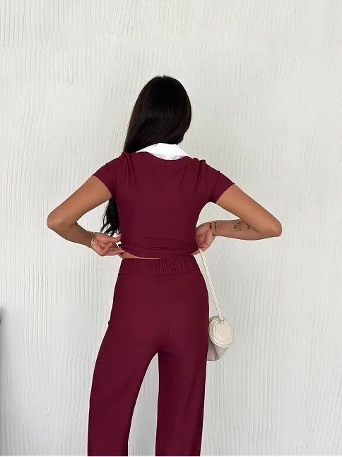 Ottoman Kumaş Beyaz Gömlek Yaka Takım S4142