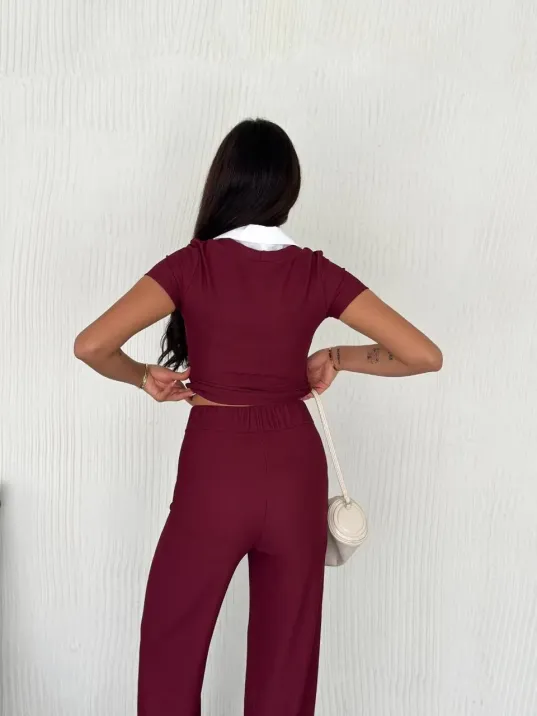 Ottoman Kumaş Beyaz Gömlek Yaka Takım S4142