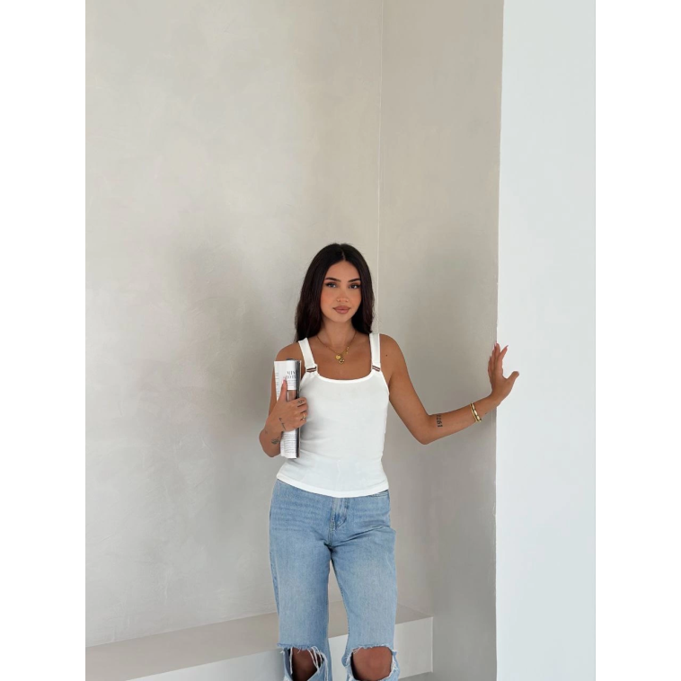 Ottoman toka askılı bluz beyaz s4194 Ottoman toka askılı bluz beyaz s4194