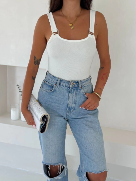 Ottoman toka askılı bluz beyaz s4194 Ottoman toka askılı bluz beyaz s4194