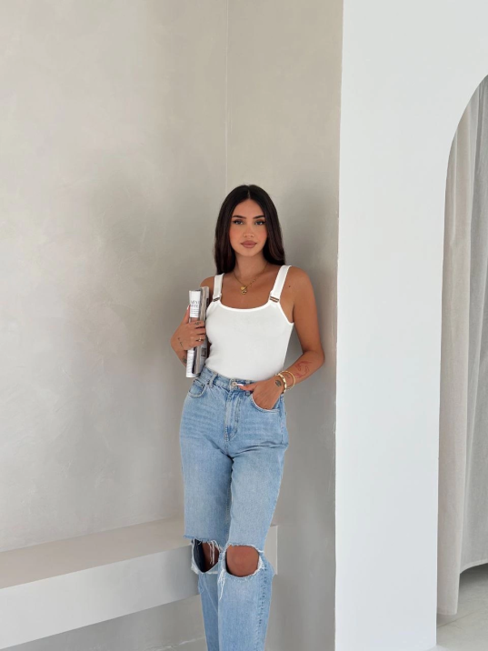 Ottoman toka askılı bluz beyaz s4194 Ottoman toka askılı bluz beyaz s4194