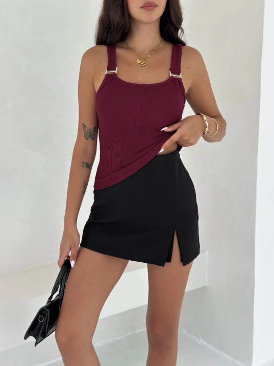 Ottoman toka askılı bluz bordo s4194 Ottoman toka askılı bluz bordo s4194