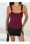 Ottoman Toka Askılı Bluz Bordo S4194
