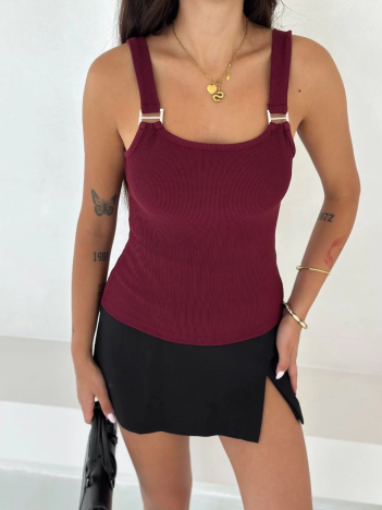 Ottoman toka askılı bluz bordo s4194 Ottoman toka askılı bluz bordo s4194