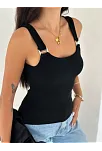 Ottoman Toka Askılı Bluz Siyah S4194