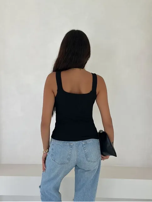 Ottoman Toka Askılı Bluz Siyah S4194